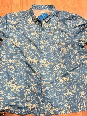 Colombia Men's Blue Tropical Print Button-Up Shirt - Unknown Brand